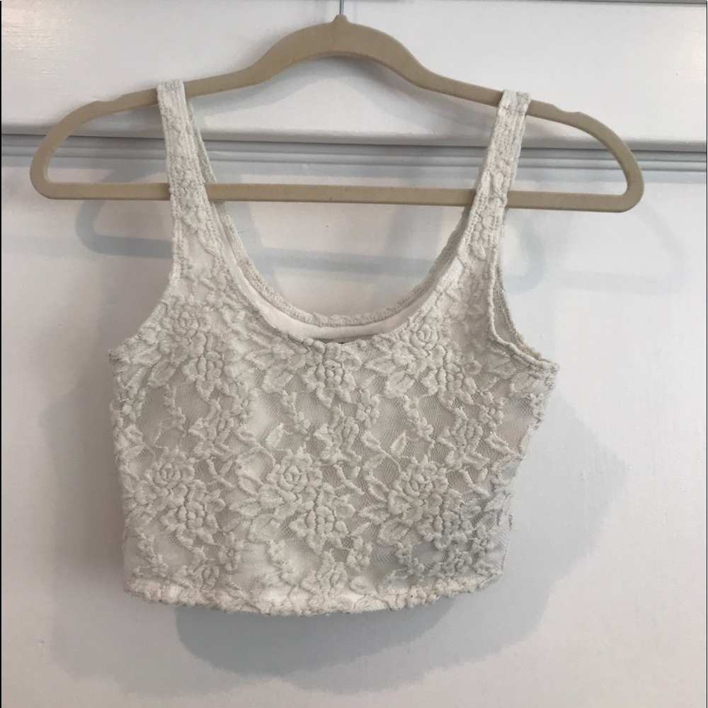 Abercrombie & Fitch White Lace Crop Top